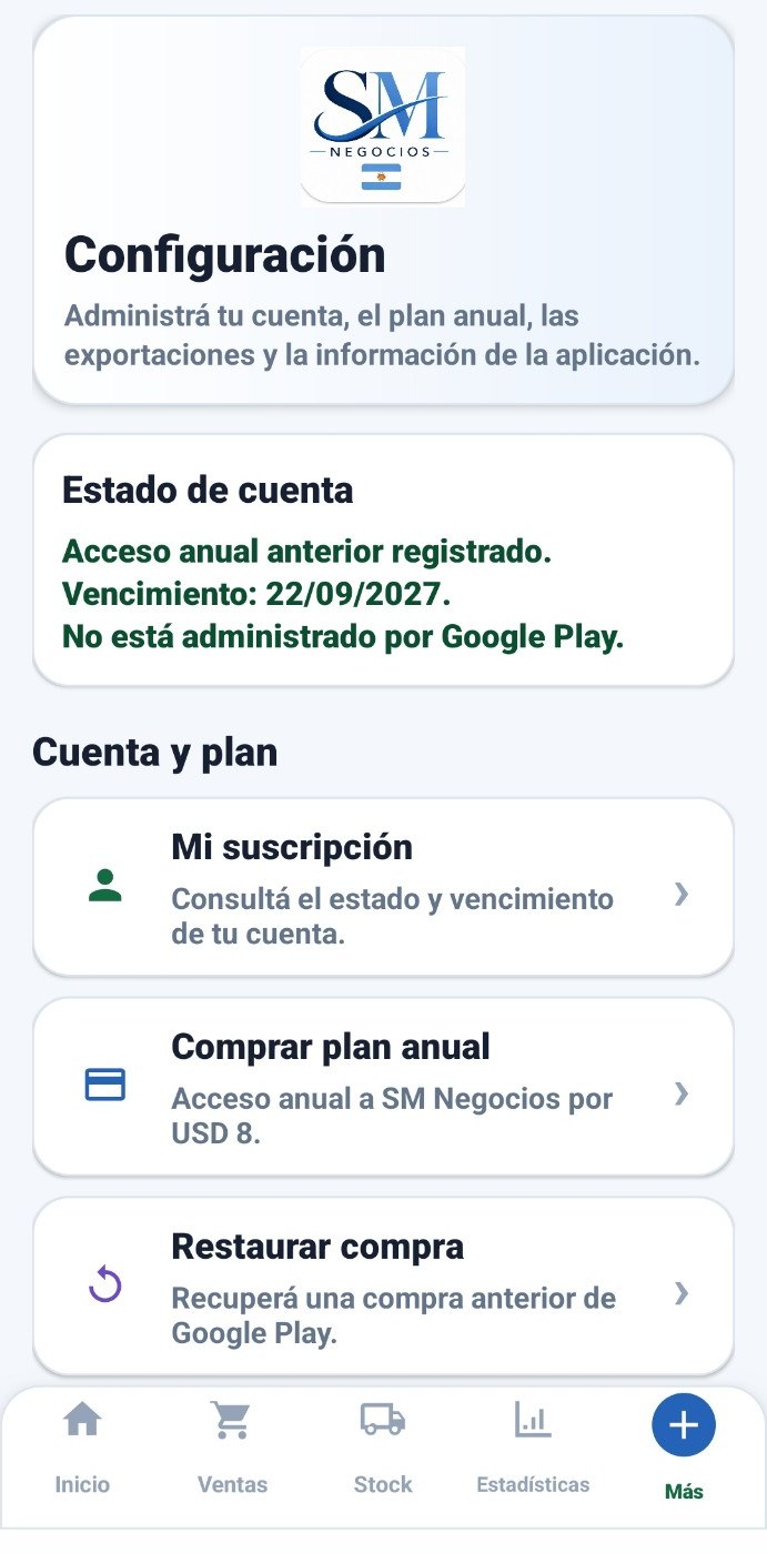 Configuración y suscripción de SM Negocios
