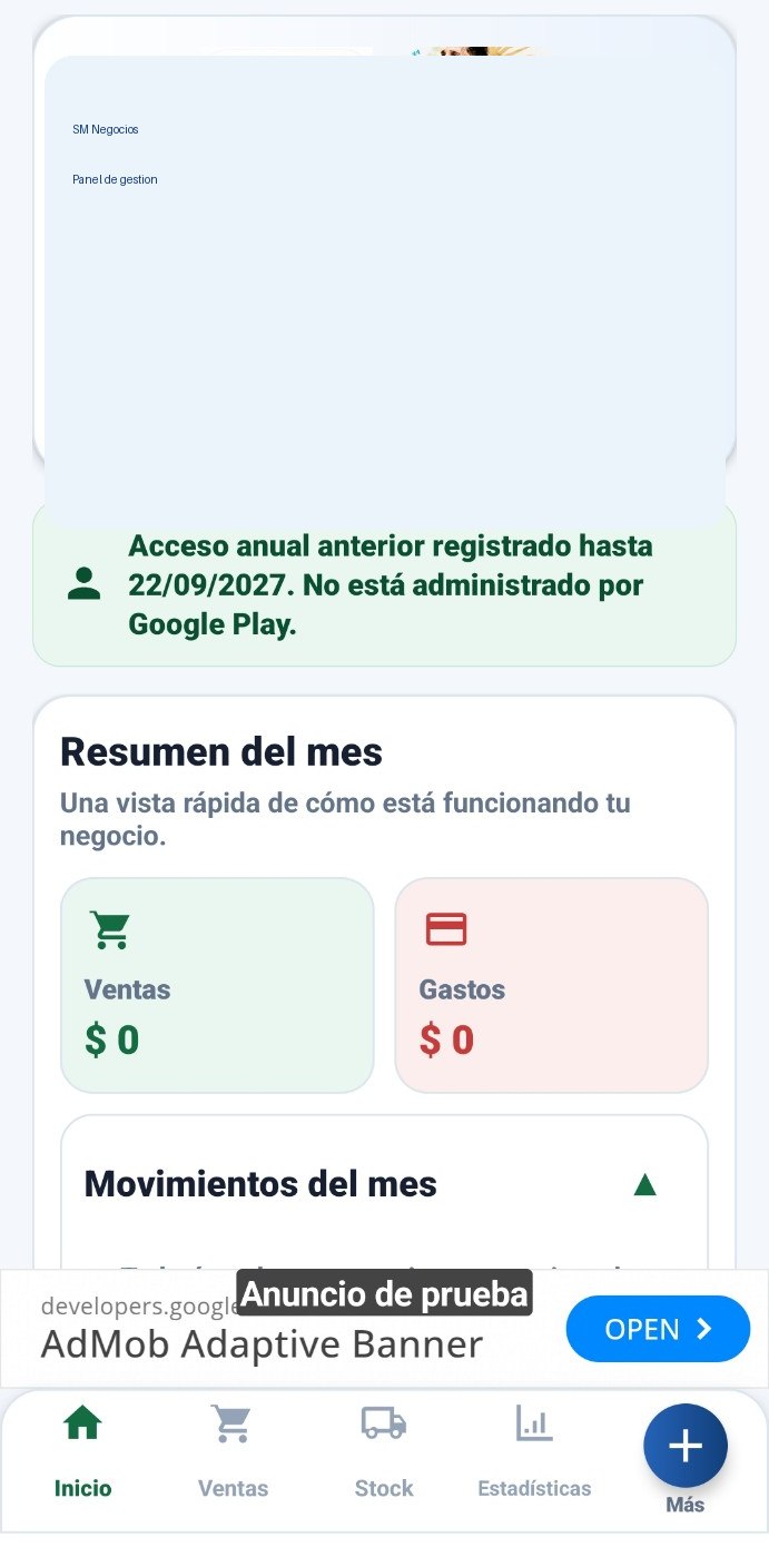 Captura del inicio de SM Negocios
